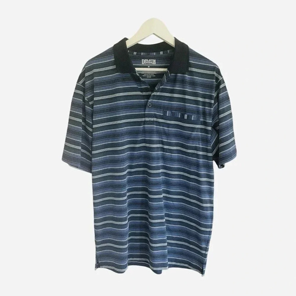 Duluth Trading Company Mens Polo Striped Size Medium Blue Stripe - Picture 3 of 7